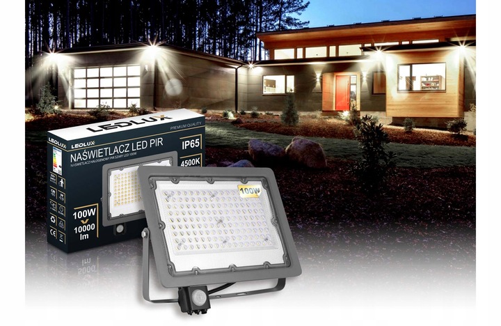 Halogen reflektor naświetlacz LED 100W z czujnik ruchu zmierzchu