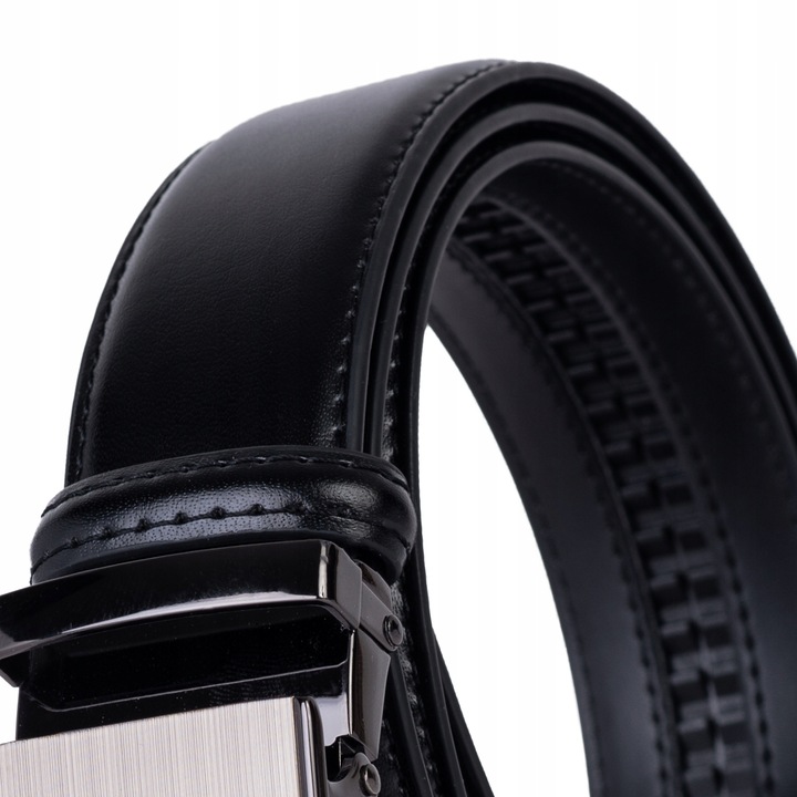 Pasek Skórzany Męski CZARNY klamra automat spodni