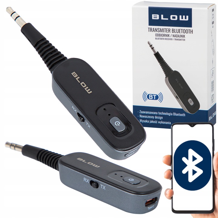TRANSMITER ODBIORNIK NADAJNIK BLUETOOTH 2W1 AUX MINIJACK 3,5MM TX RX