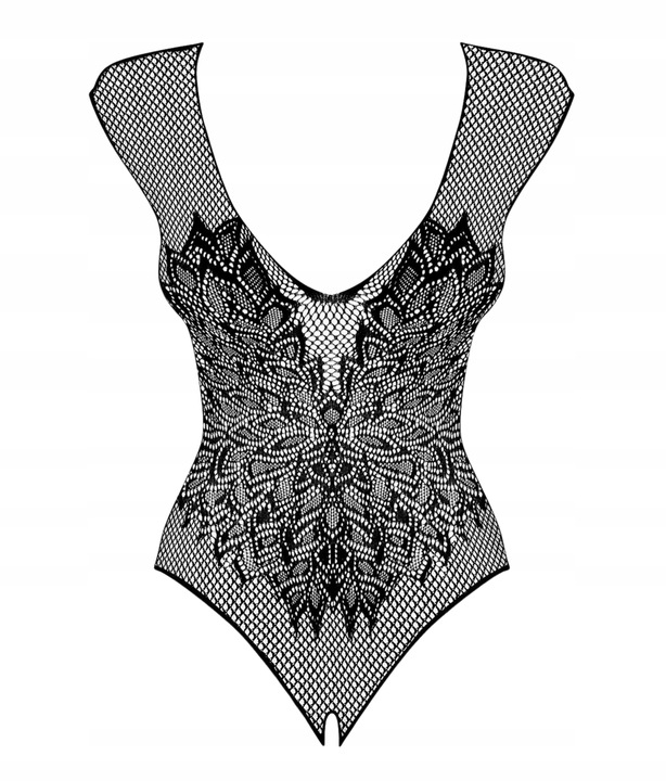 Seksowne Body Damskie z Siateczki z Dziurką Obsessive B112 S/L Czarne