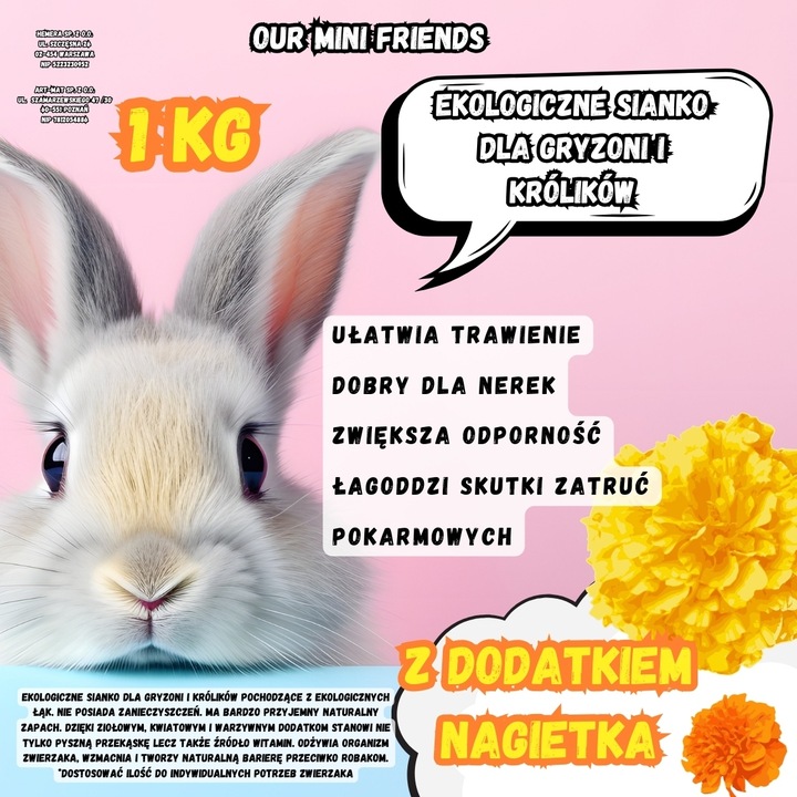 SIANKO Z KWIATAMI DLA KRÓLIKA I GRYZONIA ŚWIEŻE PACHNĄCE KWIATY 4 KG ZESTAW