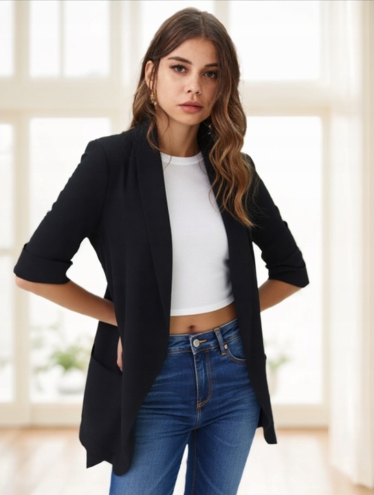 Marynarka damska żakiet NARZUTKA elegancka model MIA damska BEŻOWY