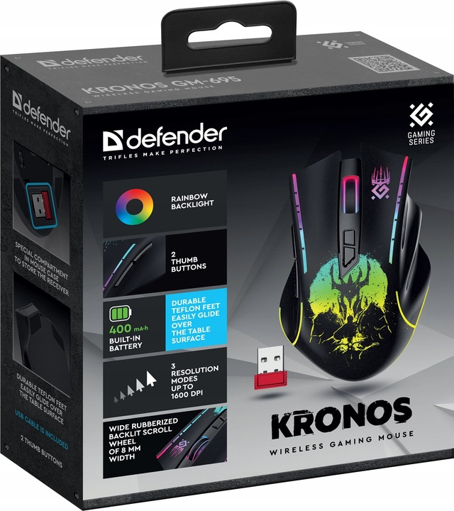 MYSZKA BEZPRZEWODOWA GAMINGOWA MYSZ DLA GRACZY USB DEFENDER Kronos GM-695