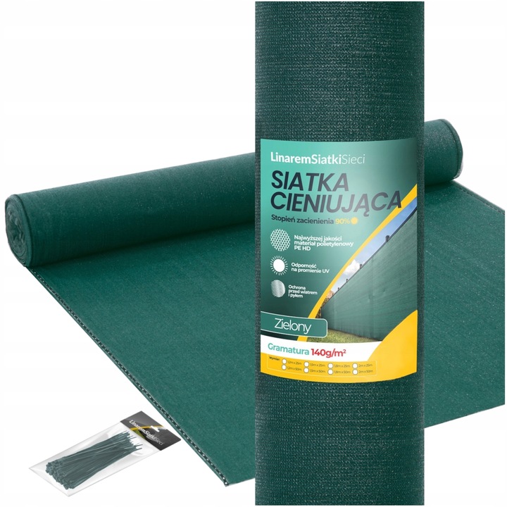 Siatka Cieniująca 1,5x25m Maskująca osłona mata na ogrodzenie płot 90%