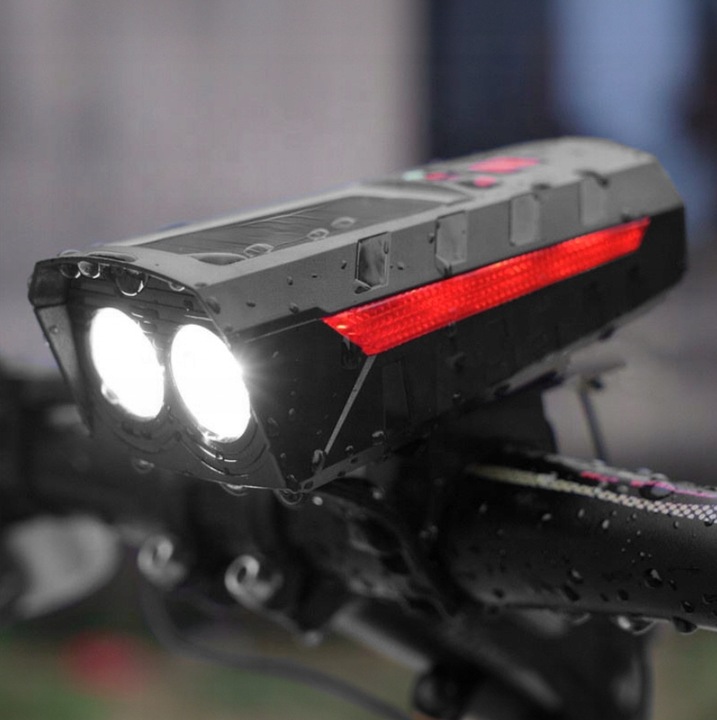 Lampa Rowerowa Lampka Solarna Na Kierownicę USB Zestaw Przód + Tył LED