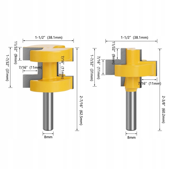 FREZ FREZY DO POŁĄCZEŃ WPUSTOWYCH ZESTAW 2 szt