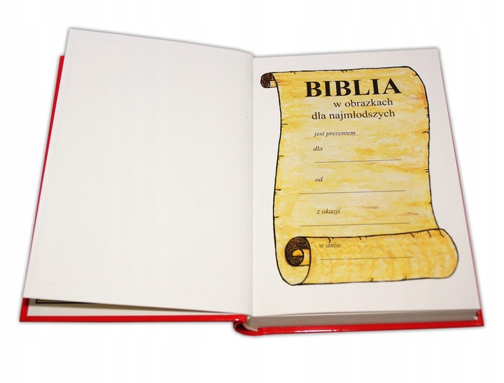 BIBLIA NA PREZENT BIBLIA na CHRZEST KOMUNIĘ PISMO ŚWIĘTE GRAWER IMIĘ biała