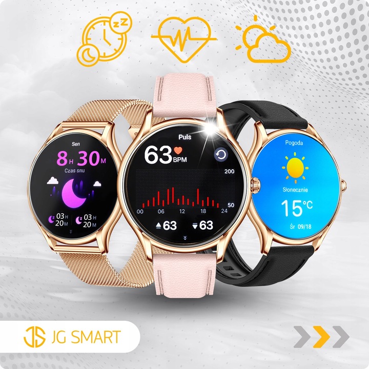 SMARTWATCH DAMSKI ZEGAREK PL MENU POWIADOMIENIA ROZMOWY SMART WATCH 4 PASKI