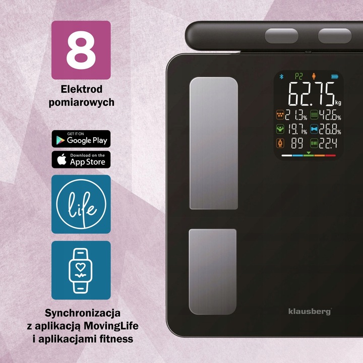 Waga łazienkowa z uchwytem, elektroniczna, precyzyjna skład ciała,