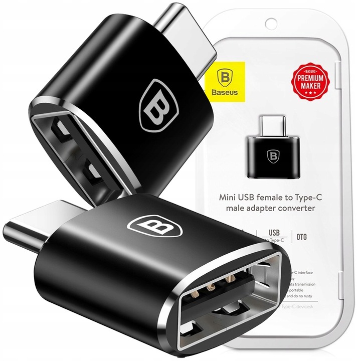 ADAPTER PRZEJŚCIÓWKA USB NA USB-C TYP C BASEUS OTG DO TELEFONU LAPTOPA 2SZT