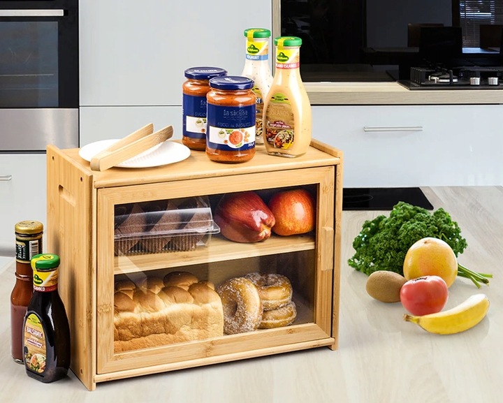 Chlebak Bambusowy Drewniany Pojemnik Na Chleb Bułki Pieczywo Duży z