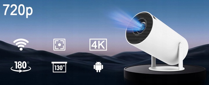 PROJEKTOR RZUTNIK Przenośny Android Smart Mini TV 4K LED Głośnik WIFI
