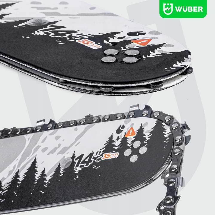 PROWADNICA DO PIŁY SPALINOWEJ PILARKI 14" 35CM + 2X ŁAŃCUCH 3/8" WUBER