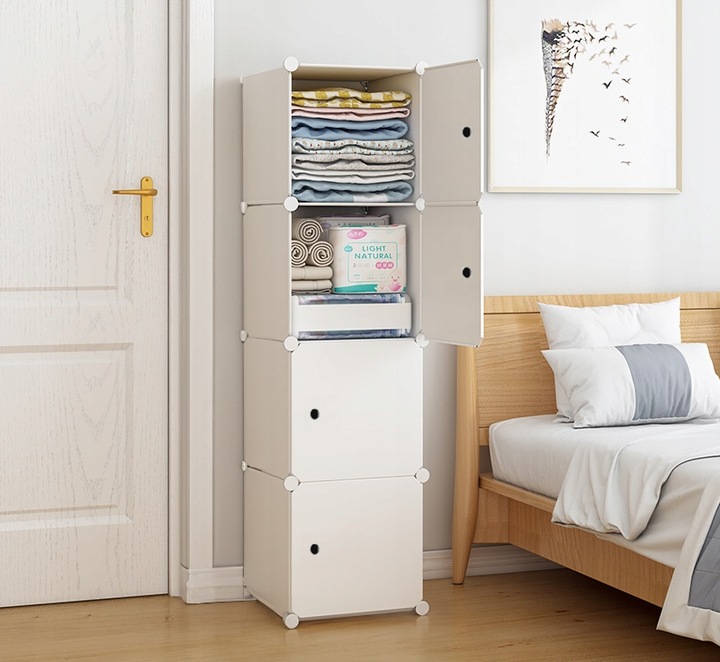 SZAFA MODUŁOWA GARDEROBA UBRANIOWA BIAŁA REGAŁ SŁUPEK ZAMKNIĘTY 4