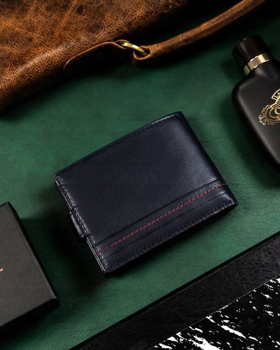 ROVICKY portfel skórzany męski poziomy zapinany RFID na prezent