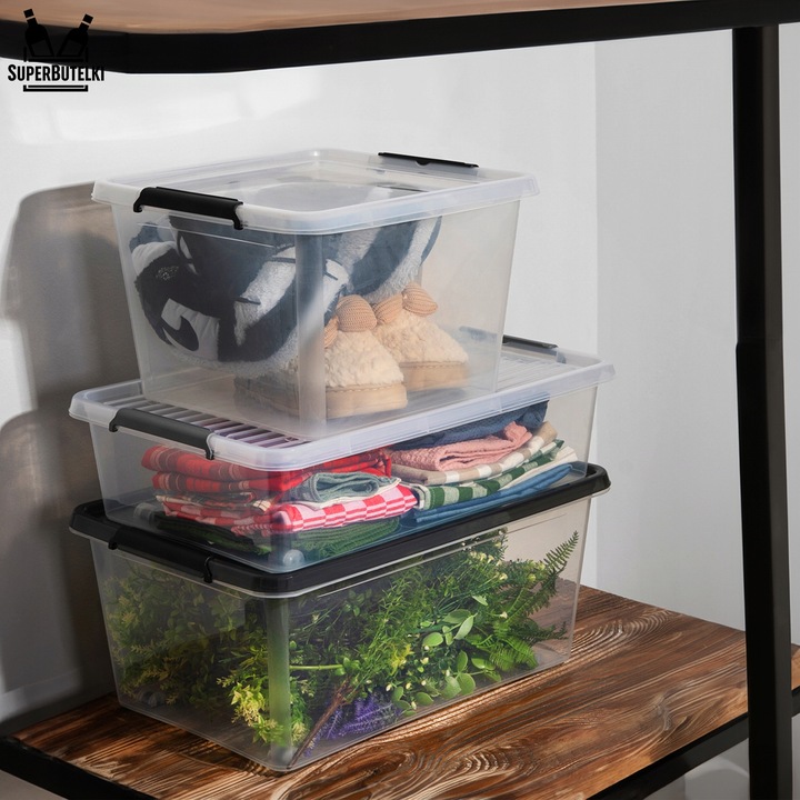 POJEMNIK PLASTIKOWY 25 L ORGANIZER Z POKRYWKĄ NA KÓŁKACH DO