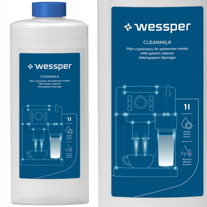 Wessper CleanMilk 1L płyn do czyszczenia systemu mleka w ekspresie do