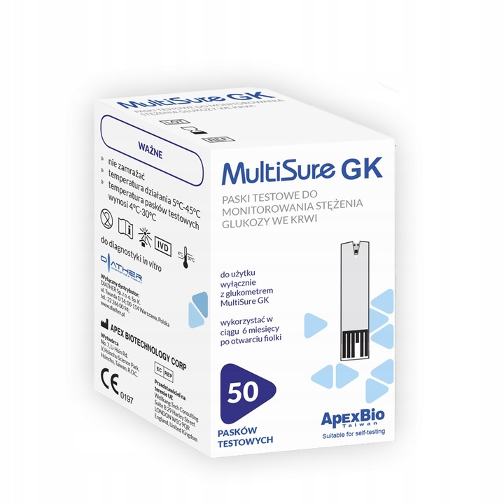 Ketometr Glukometr 2w1 Multisure GK pomiar glukozy ketonów + paski glukoza