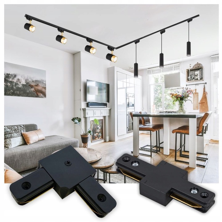 Oświetlenie szynowe Zestaw listwa 2m + 4x lampa GU10 CZARNY