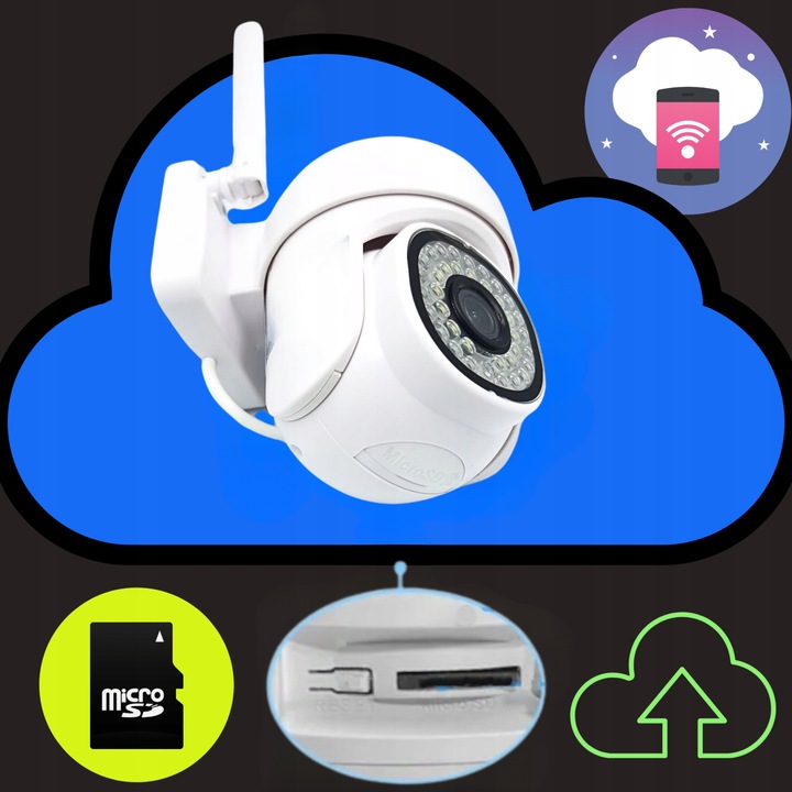 Zewnętrzna Kamera WIFI Obrotowa FULL HD Śledzenie Ruchu