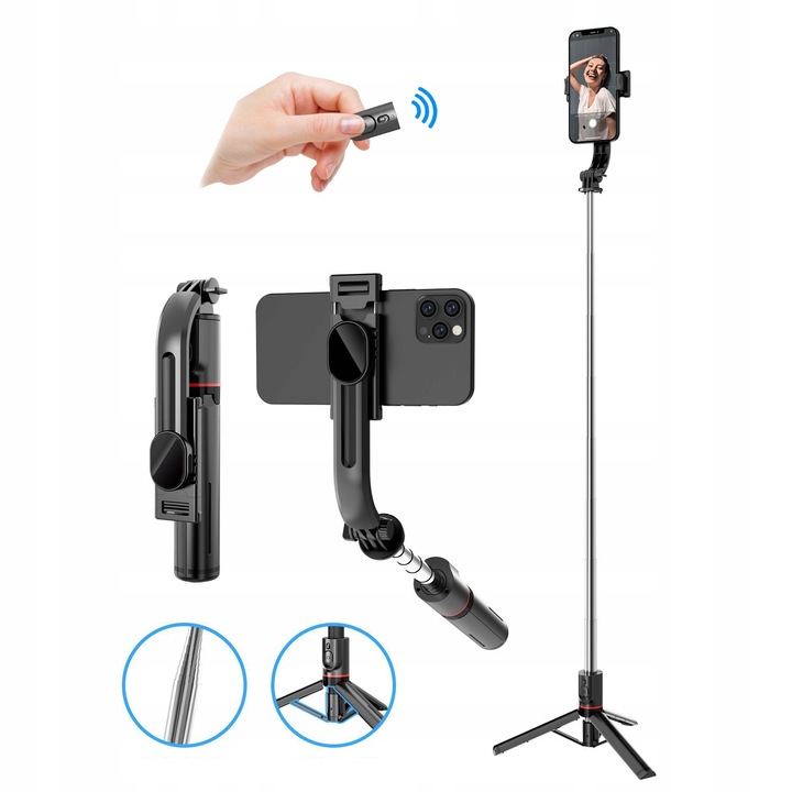STATYW DO TELEFONU SELFIE STICK TRIPOD UCHWYT 3W1 Kijek + PILOT Bluetooth
