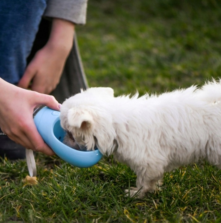 BUTELKA NA WODĘ DLA PSA BIDON POIDŁO MISKA 0,35L PRZENOŚNA SPACER TURYSTYCZ