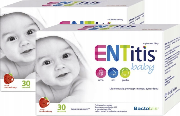 2xENTitis Baby Ucho Nos Gardło Truskawka 30 sasz.