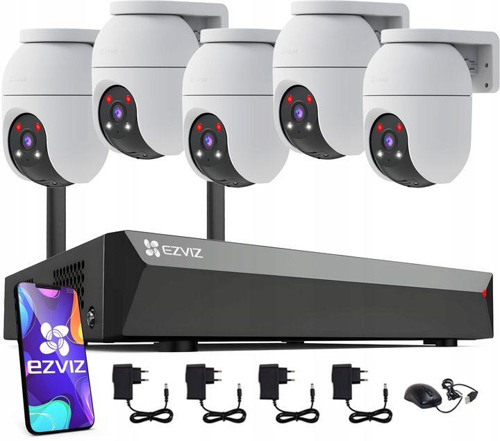 Zestaw do Monitoringu WiFi EZVIZ 5x C8c 2MP 1080p Rejestrator 8 Kanałów