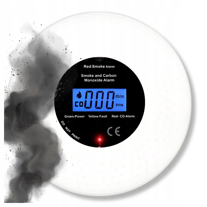 CZUJNIK CZADU DYMU TLENKU WĘGLA 2W1 CERTYFIKOWANY BEZPRZEWODOWY GŁOŚNY 85dB