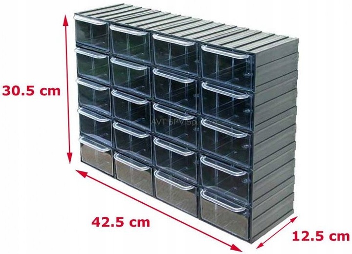 Magazynek szufladkowy modułowy, 20 szufladek Konger PP2020