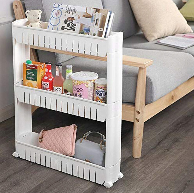 MOBILNA WĄSKA SZAFKA NA KÓŁKACH DO KUCHNI ŁAZIENKI