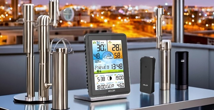 STACJA POGODOWA BALDR BEZPRZEWODOWA BAROMETR TERMOMETR LCD KOLOR