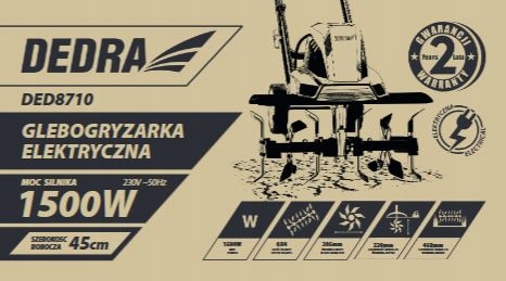 Glebogryzarka elektryczna Kultywator do ziemi gleby 1500W 45cm Mocna