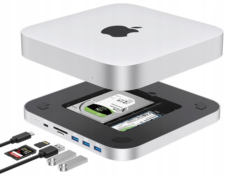 Hub MC25PRO M.2 NVMe NGFF SSD SATA 2,5'' Mac Mini M1 M2 Studio USB 3.0 SD