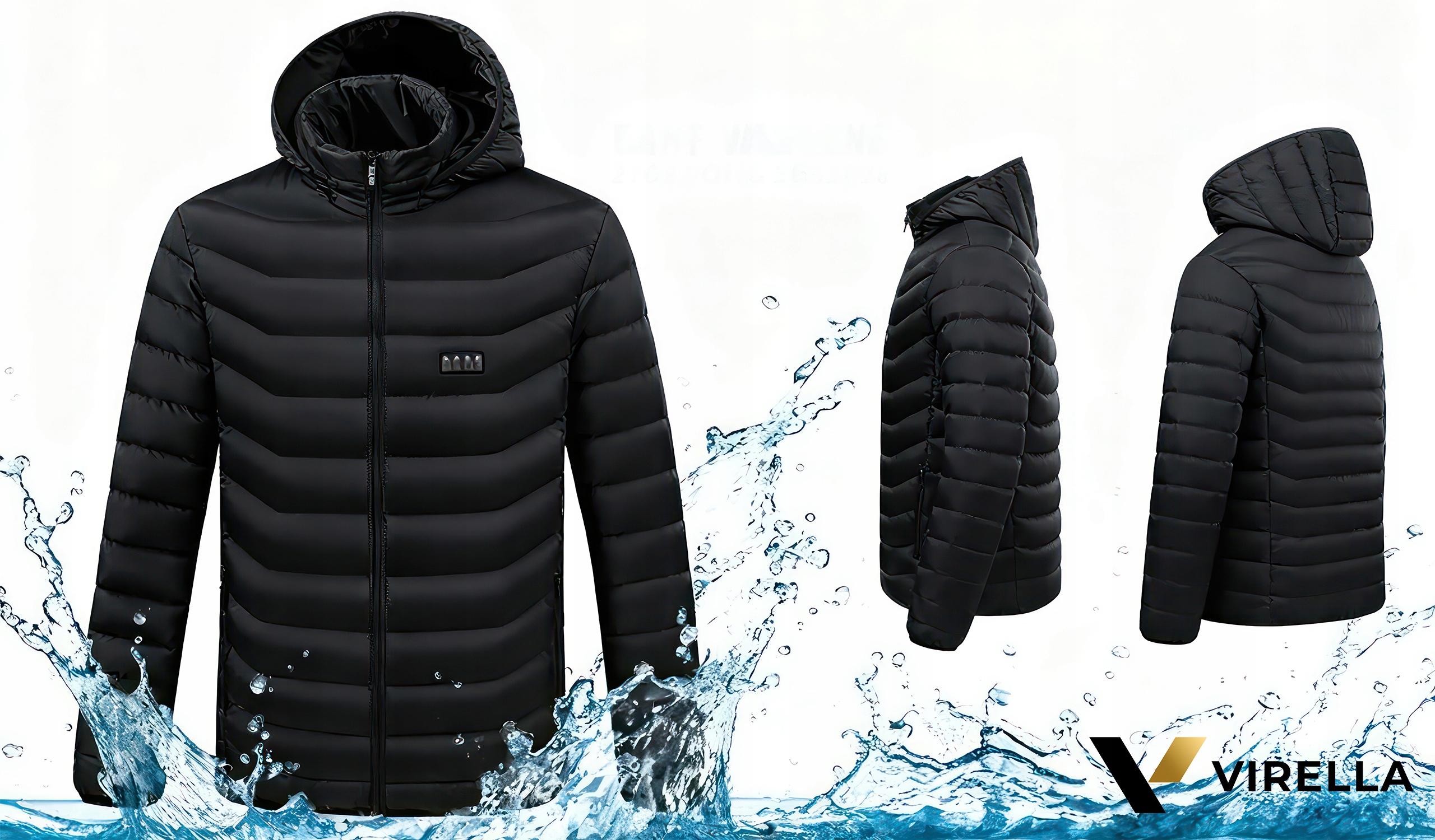 KURTKA ZIMOWA Z KAPTUREM PIKOWANA PODGRZEWANA 21 STREF USB XL + POWERBANK