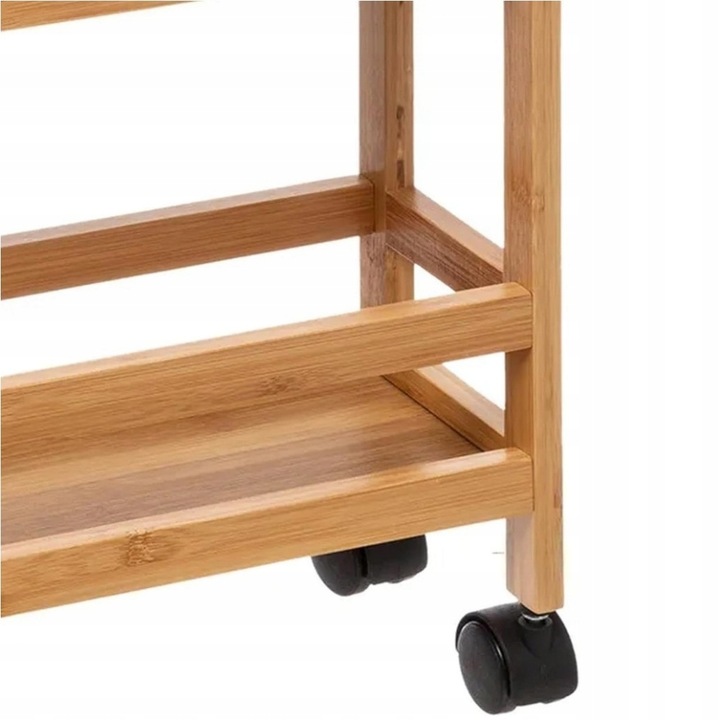 REGAŁ ŁAZIENKOWY KUCHENNY PÓŁKA SZAFKA NA KÓŁKACH BAMBUSOWY WĄSKI