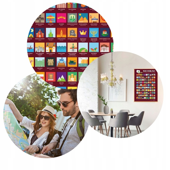 MAPA ZDRAPKA PLAKAT BUCKET LIST 100 MIEJSC POLSKA PREZENT NA URODZINY