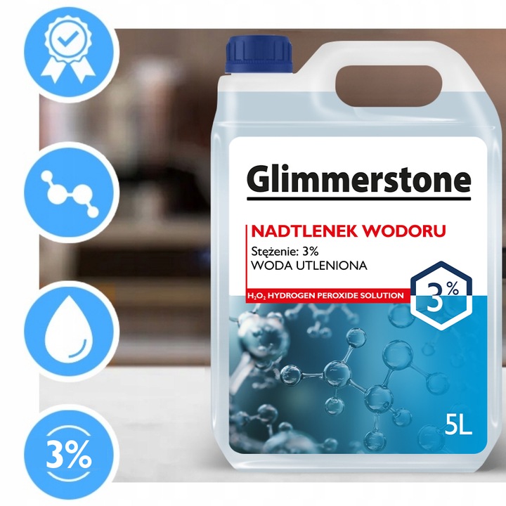 NADTLENEK WODORU 3% WODA UTLENIONA 5L - ODKAŻANIE WYBIELACZ DEZYNFEKCJA