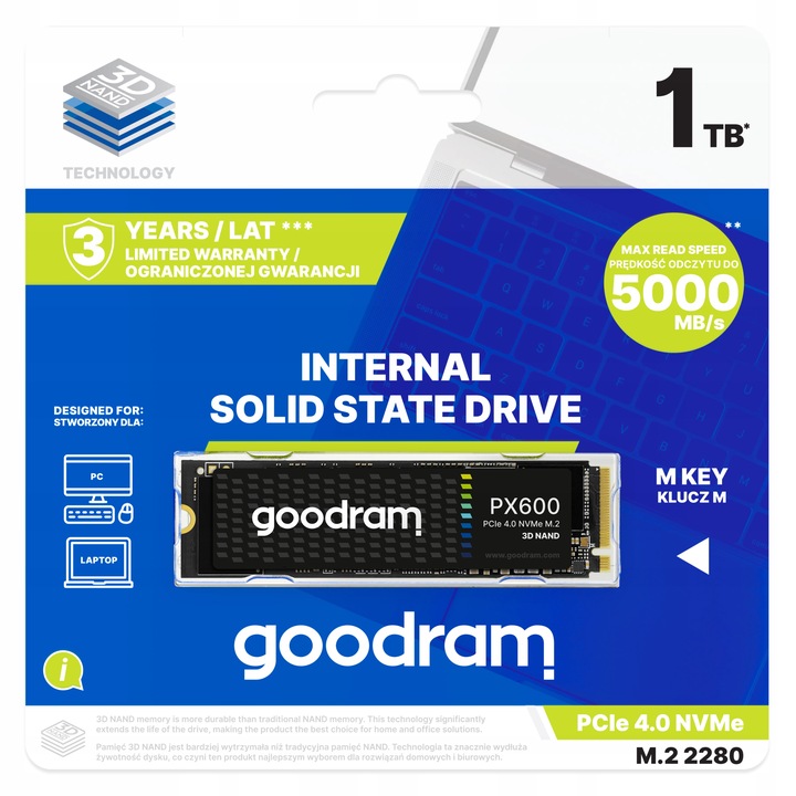 Dysk SSD Goodram PX600 1TB PCIe 4x4 M.2 2280