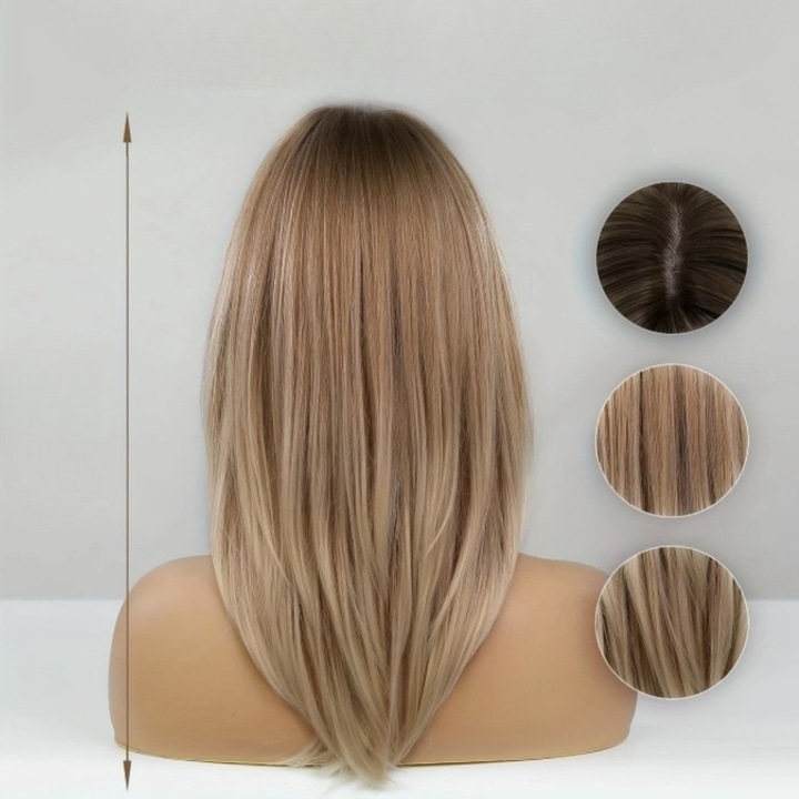 Peruka Tkana Damska Ciemno-Brązowa Elegancki Prosty Strój z Frędzlami