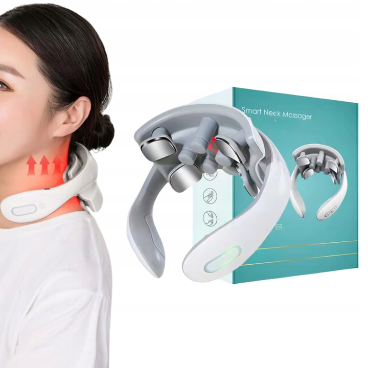 MASAŻER SZYI SZTYWNOŚĆ KARKU BÓL PRĄDY TENS 9 GŁOWIC GRZANIE 5 PROGRAMÓW