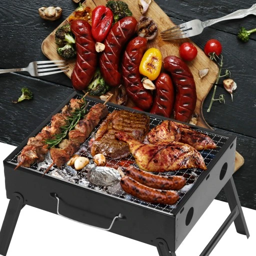 GRILL TURYSTYCZNY PRZENOŚNY SKŁADANY WĘGLOWY KEMPINGOWY METALOWY WALIZKA