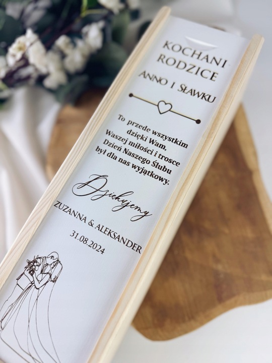 skrzynka na wino prezent dla RODZICÓW ŚWIADKÓW CHRZESTNYCH ŚLUB WESELE