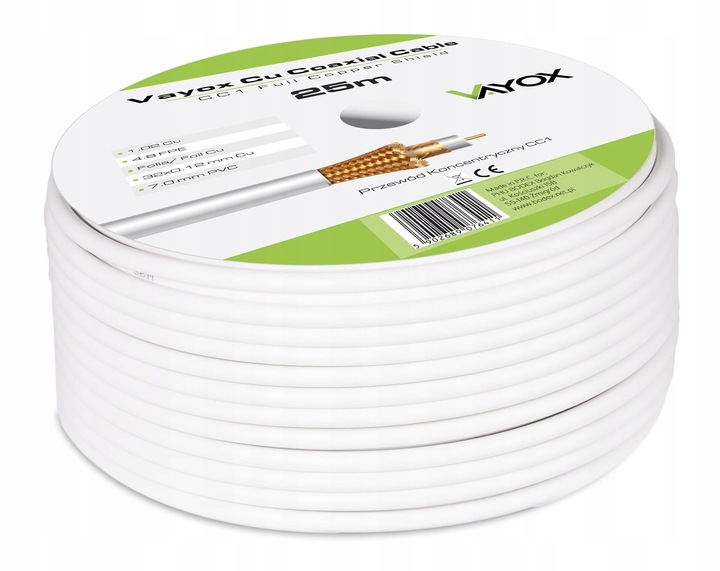 KABEL KONCENTRYCZNY PRZEWÓD ANTENOWY DO TV SAT DVB-T2 MIEDŹ CU 4K