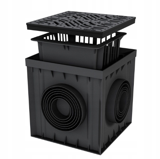 Studzienka podwórzowa rewizyjna z kratą żeliwną C250 MaxPol 300x300 do