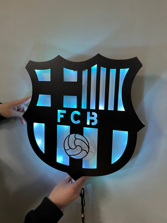 FC Barcelona Herb Lampka LED Piłka Nożna Prezent Lampka Nocna + GRATIS