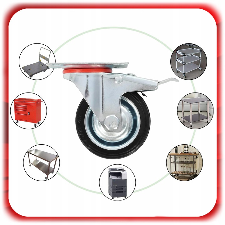 ZESTAW 4 SZT. JEZDNYCH KÓŁEK KÓŁKA 75MM OBROTOWE Z HAMULCEM Skrętne
