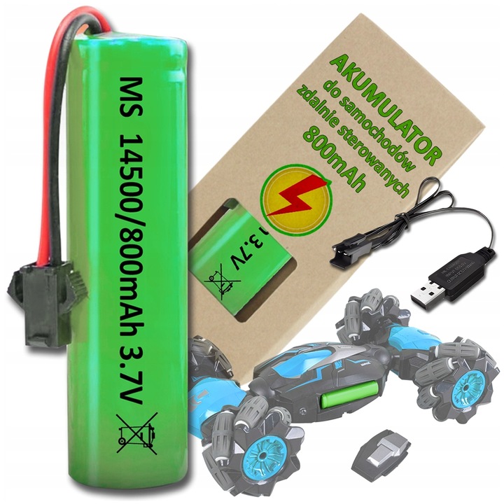 BATERIA AKUMULATOR LI-ON 3,7V 800MAH Z WTYCZKĄ SM-2P USB DO SAMOCHODÓW