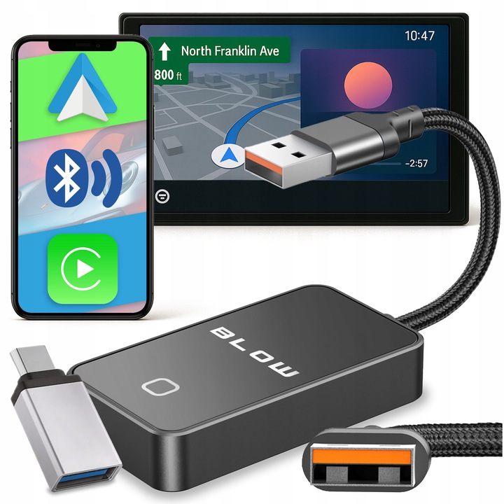 ADAPTER BEZPRZEWODOWY CARPLAY ANDROID AUTO WIFI BLUETOOTH + ADAPTER