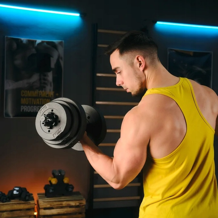 Hantle regulowane bitumiczne z gryfem 20kg zestaw hantli 2x10kg Trex